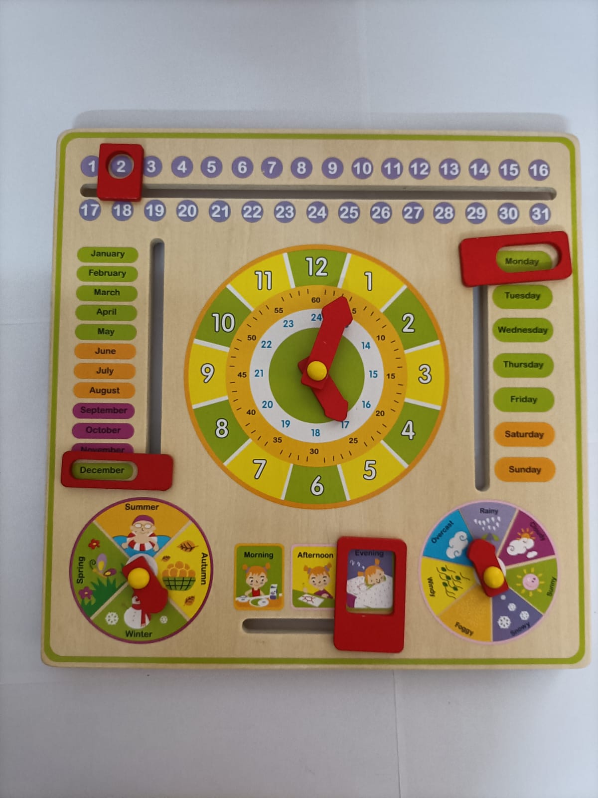 Wooden Multifunctional Calender Clock