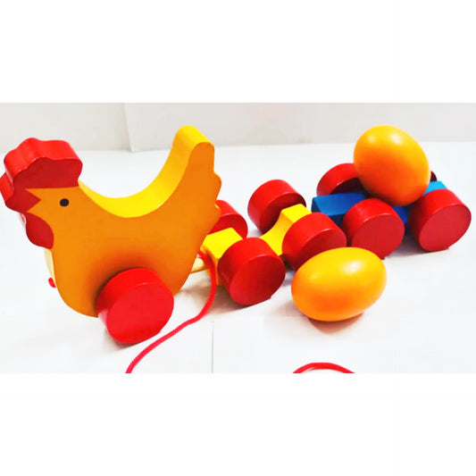 Wooden Rooster With Eggs Pull Toy