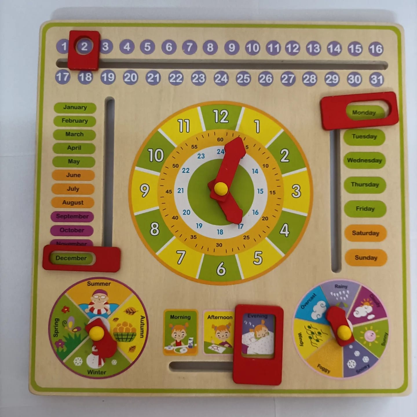 Wooden Multifunctional Calender Clock