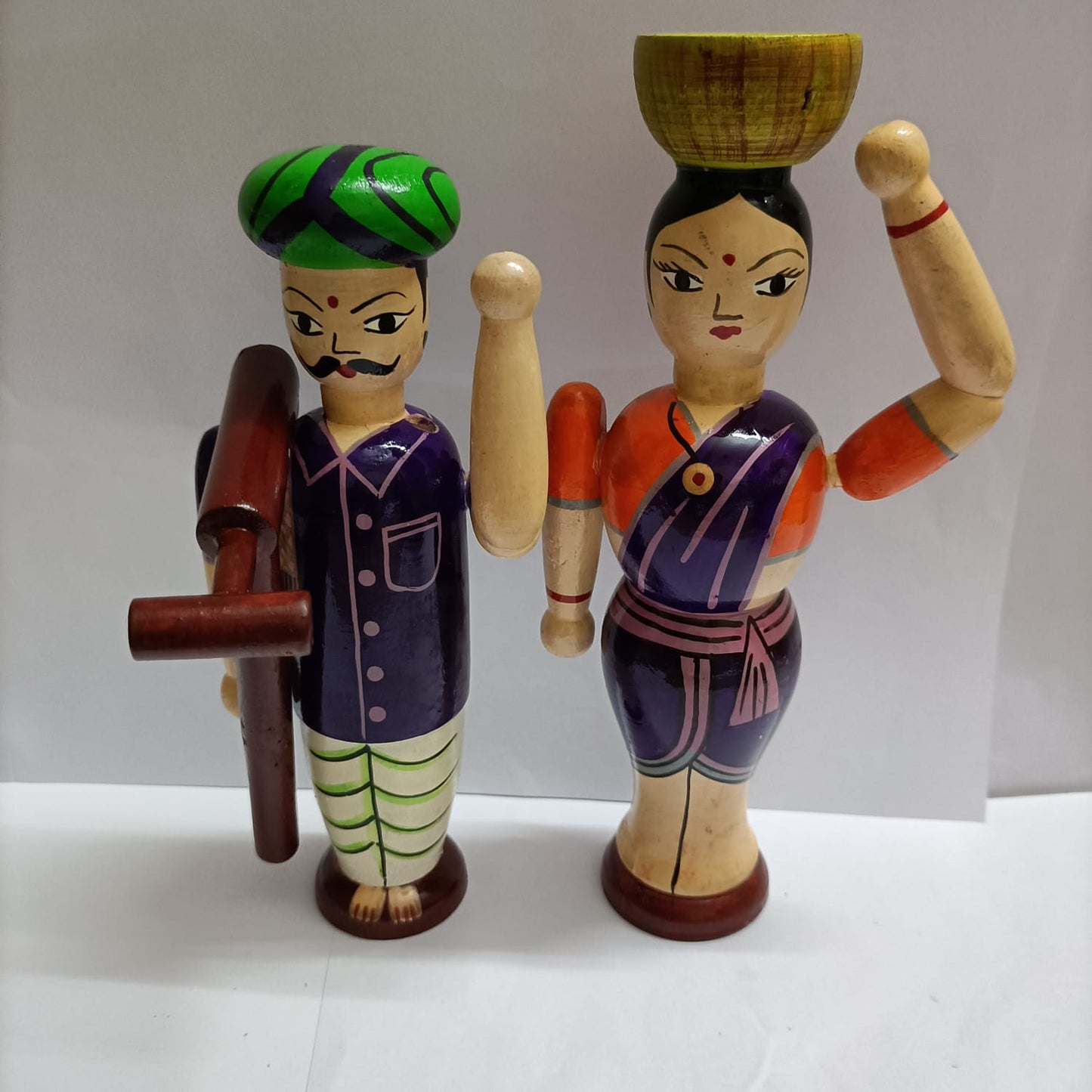 Wooden Farmer Couple