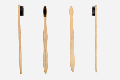 S-Curve Bamboo Toothbrush with Soft Charcoal Bristles – Comfortable Grip & Whitening Power