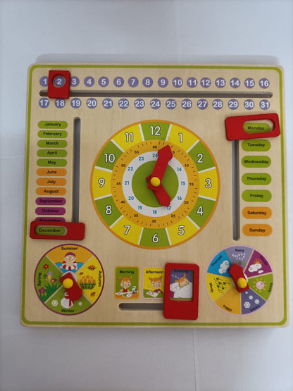 Wooden Multifunctional Calender Clock