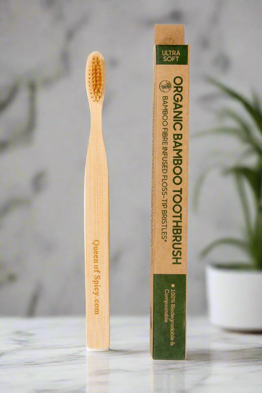 Ultra Soft Fibre Bristles Bamboo Toothbrush with Flat Handle – 190mm for Sustainable Oral Care